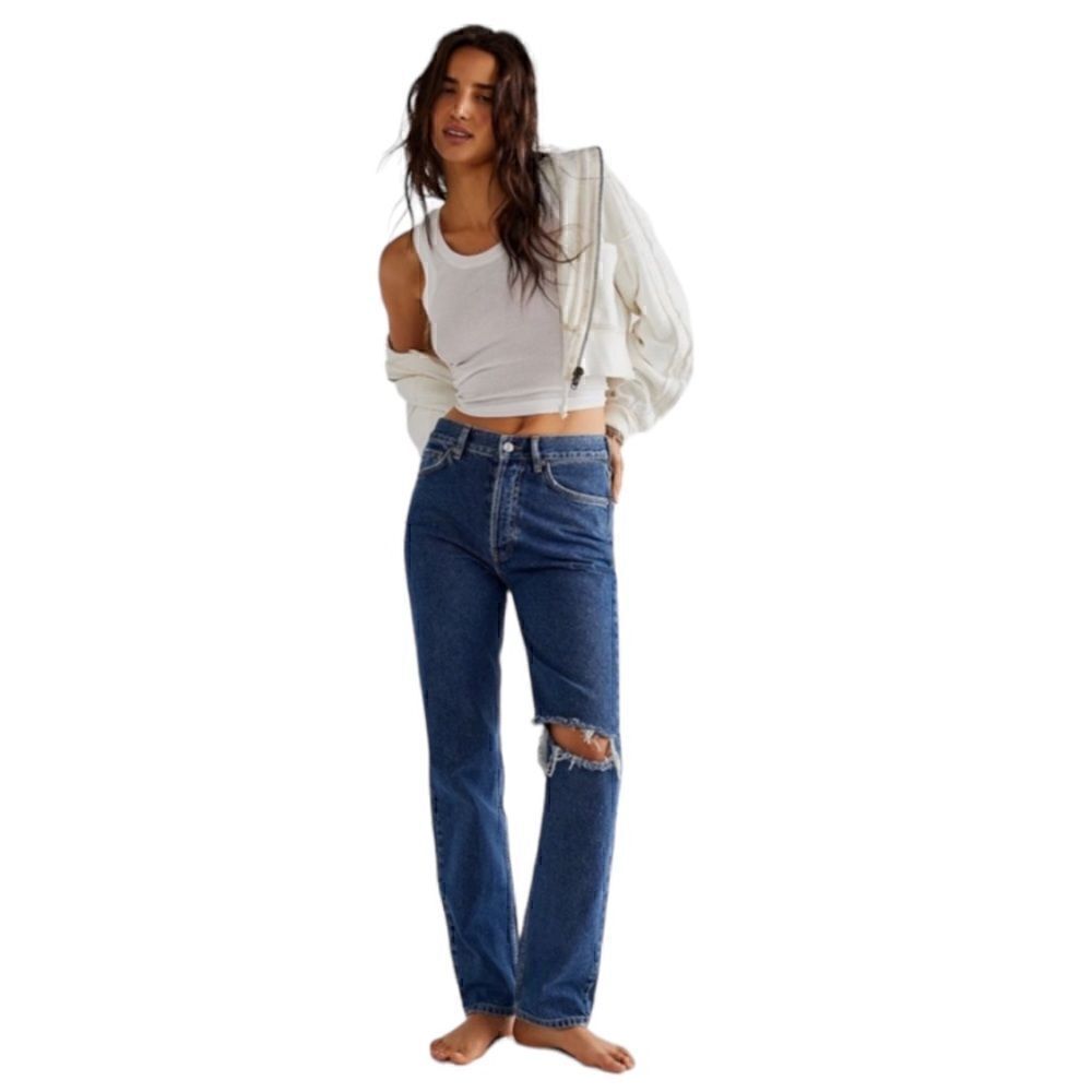 We The Free Sapphire Blue Denim High Rise Lasso Jeans Size 30
